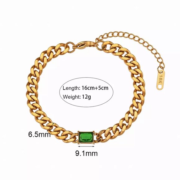 18k Gold Plating Cuban Bracelet Cubic Zerconia - Pick Color - Picture 2 of 8